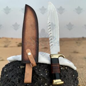 hand-forged-bowie-knife-bull-horn-handle-hunting-survival-knife-high-carbon-steel-fixed-blade-custom-outdoor-gear