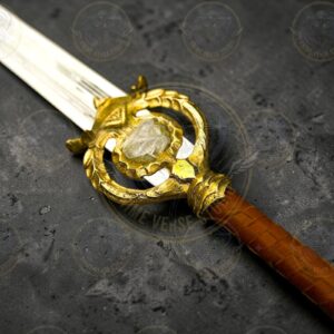 hand-forged-dawnbreaker-sword-44in-skyrim-metal-replica-32in-carbon-steel-blade-with-real-quartz-crystal-meridias-artifact-prop